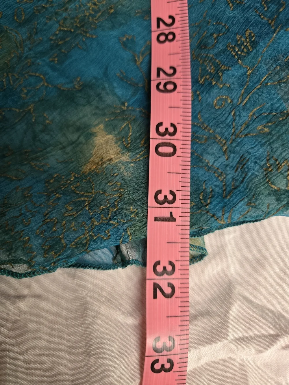 Sleeveless Teal Floral Chiffon Dress/Tunic with Embellished Neckline - Picture 11 of 14